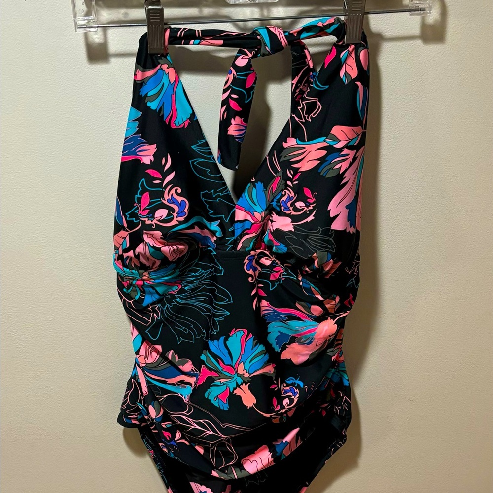 Time and Tru Abstract Floral Swimsuit, Size L